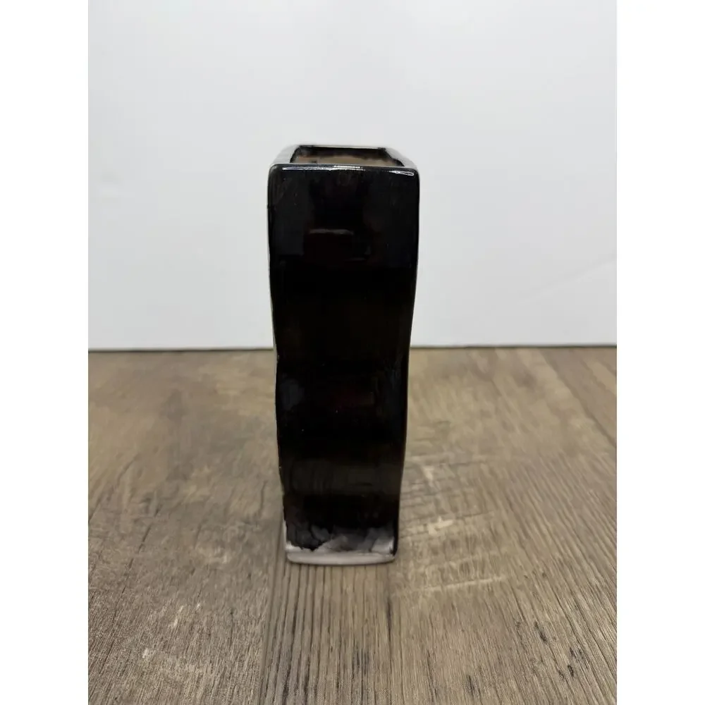 Dakota Pottery Art Vase Signed Vintage Mid Century Abstract Enso Splatter